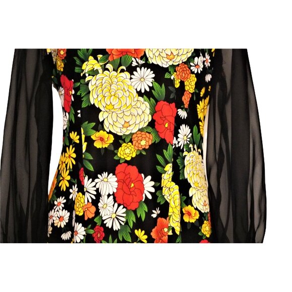Vintage Bohemian Reiner Size 8 Maxi Floral Print Sheer Sleeves Retro Chic Queen - Picture 13 of 16